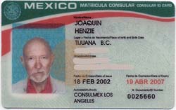 Jack Henzie's 'secure' Matricula Consular ID card